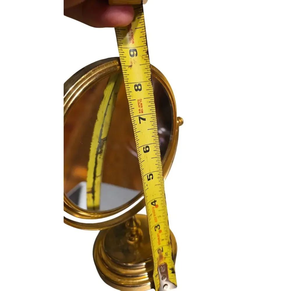 Brass Base and Holding Chamber Makeup Mirror Double Side Magnifying